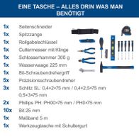 Werkzeugset mit 23 Teilen für die Werkzeugtasche TC23 von Scheppach – inkl. Schraubendreher, Zangen, Hammer, Maßband und Bit-Set