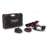 Der Akku-Gehölzschneider CBS260-20Li von Scheppach. Enthalten sind ein Akku, ein Ladegerät und ein Gehölzschneider. Das Set wird in einem robusten Koffer geliefert.