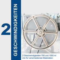 Die Bandsäge BASA 4 von Scheppach bietet zwei Geschwindigkeiten: 700 und 1000 m/min, ideal für verschiedene Materialien. Diese Flexibilität ermöglicht präzises Schneiden unterschiedlicher Werkstoffe.