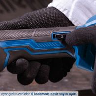 Der Akku-Winkelschleifer C-AG125-X von Scheppach bietet eine Drehzahlregelung von 2500-10000 min. Die Drehzahl kann in 6 Stufen eingestellt werden.