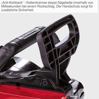 Anti-Kickback-Bremse für Akku-Kettensäge mit sofortiger Kettenhemmung bei Rückschlag