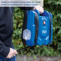 Kabel und Zubehör können direkt am Gerät sicher und platzsparend verstaut werden.