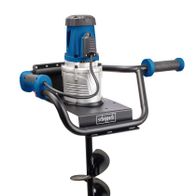 Elektro Erdbohrer EEB1500 von Scheppach, seitliche Ansicht mit Bohrspirale und Griffen.