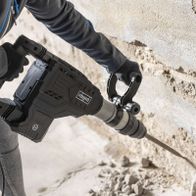 Scheppach-Abruchhammer mit SDS-Max-Anschluss und detaillierter Darstellung der Schlagmechanik und Halterung