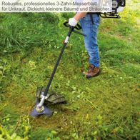 Robustes, professionelles 3-Zahn-Messerblatt für Unkraut, Dickicht, kleinere Bäume und Sträucher.