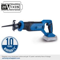 10-year warranty cordless reciprocating saw with 20V-X battery system, including battery and charger
