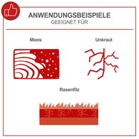 Illustration für Anwendung des Handvertikutierers mit Moos- und Unkrautbekämpfung sowie Rasenfilzentfernung