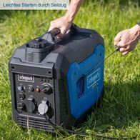 Der Scheppach Inverter SG3500i bietet leichtes Starten durch Seilzug. Mit 3500W Leistung und einem 6,3L Tank ist er ideal für den DIY-Einsatz. Der Generator arbeitet mit 66dB sehr leise.