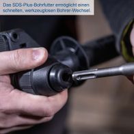 Schneller Bohrerwechsel mit SDS-Plus-System auf Akku-Bohrhammer