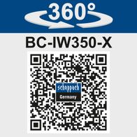 Scheppach Akku-Schlagschrauber BC-IW350-X mit 360°-Drehfunktion und QR-Code für Scheppach-Informationen