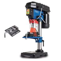 The Scheppach bench drill DP16VLS features a sturdy base and a stable drill chuck. It has a maximum drilling depth of 130 mm and comes with a practical accessory part.