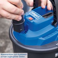 Blasanschluss zum Ausblasen schwer zugänglicher Stellen.