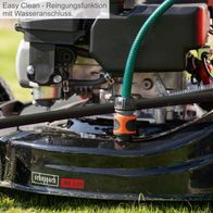 Der Scheppach Rasenmäher MS150-46E mit Easy Clean-Reinigungsfunktion über Wasseranschluss. Schneidbreite 46 cm.