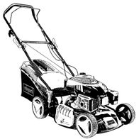 Scheppach Rasenmäher MP141-46, 141cc Motor, seitliche Ansicht.