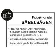 Werkzeugvorteile für Säbelsägen: Ideal für anspruchsvolle Holzarbeiten mit Nägeln und Schrauben, universell einsetzbar, große Schnittkapazität