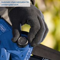 The cordless pruning saw BC-PS150-X by Scheppach features automatic chain lubrication for uninterrupted work.