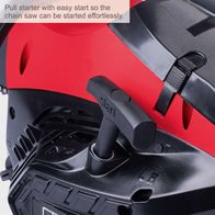 The petrol chainsaw PCS46 by Scheppach features an easy start mechanism for effortless starting.