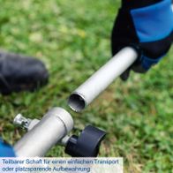 Der Akku Freischneider Rasentrimmer BC-BCH330 von Scheppach verfügt über einen teilbaren Schaft für einfachen Transport oder platzsparende Aufbewahrung.