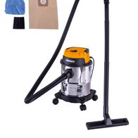 Elektro-Nass-/Trockensauger F-WDV12 Ferrex Deutschland mit Zubehör, Ansicht von der Seite.