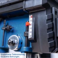 Verstellbarer Tiefenanschlag für präzise Bohrungen auf Scheppach-Bohrmaschine