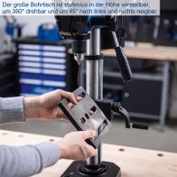 Tischbohrmaschine mit verstellbarem Bohrtisch, 360° drehbar und 45° neigbar