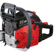 Benzin Kettensäge CSP5300 Scheppach, 53 cm³, 2,7 PS, 51 cm Schnittlänge, Oregon Kette & Schwert. Gezeigt von der Seite.