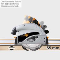 Die Tauchsäge Divar55 Woodster hat eine Schnittiefe von 55 mm und bietet ein hohes Einsatzspektrum.