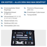 Werkzeugkoffer TB200 mit Ersatzteile für Metallbügelsäge, Inbusschlüssel, Messer, Wasserwaage und Werkzeugset inkl. Transportkoffer
