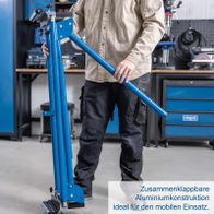 Faltbares Aluminiumgestell mit praktischer Traglast für mobilen Einsatz, ideal für Werkzeuge und Maschinen.