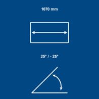 Technische Daten: Messarm mit 1070 mm Länge und Winkelausrichtung zwischen ±25°