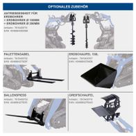 Optional Antriebseinheit mit Erdbohrern für verschiedene Durchmesser (100 mm, 200 mm) für Scheppach Kompaktlader