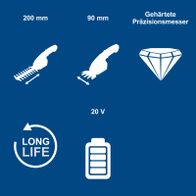 Härtegeprüfte Präzisionsmesswerkzeuge mit Messstärken 90 mm und 200 mm, 20-Volt-Betrieb, langlebige Akku-Technologie
