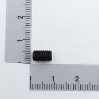 Gewindestift M5x8 DIN913 ST blank, Ansicht von der Seite, Länge ca. 1 cm.