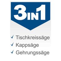 Das Produkt verfügt über Tischkreissäge-, Kappsäge- und Gehrungssäge-Funktionen.