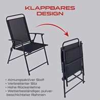 Klappbare Stühle mit atmungsaktivem Stoff, breitem Sitz, hoher Rückenlehne und wetterfester Rahmenbeschichtung