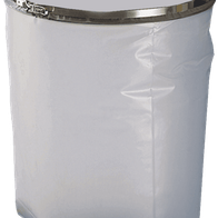 Ein weißer Spänesack von Scheppach, von der Seite gezeigt.