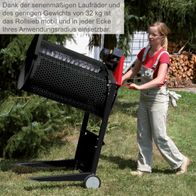 Das Rollsieb RS400 von Scheppach ist dank serienmäßigen Laufräder und des geringen Gewichts von 32 kg mobil und in jeder Ecke Ihres Anwendungsradius einsetzbar.