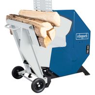 Scheppach-Wippsäge mit Holzstapelaufnahme und Transportwagen