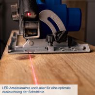 LED-Arbeitsleuchte und Laser für präzise Schnittlinienausleuchtung in Scheppach-Handkreissäge