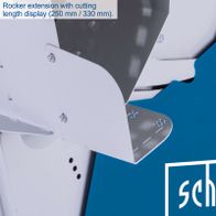 Rocker extension with cutting length display (250 mm / 330 mm).