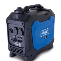 Inverter Stromerzeuger SG2600i von Scheppach, seitliche Ansicht mit Bedienfeld und Griff. 2000 Watt Leistung. Ideal für den DIY-Bereich.