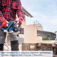 Schnellstoppfunktion für Sägeblatt innerhalb von 3 Sekunden bei Elektro-Universalsäge AZE430 Scheppach
