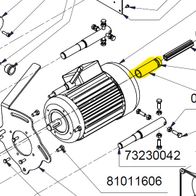 Teilaufnahme einer Führungsbüchse mit verschiedenen Bauteilen und Teilen der Scheppach-Produktlinie, inkl. Teilnummer 73230168