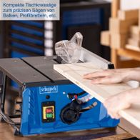 Scheppach Tischkreissäge mit Querschneidlehre und Längsanschlag, präzise Schnittführung für Balken und Profilbretter