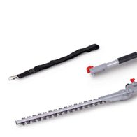 Elektro-Langstiel-Heckenschere ETHT1000 Scheppach, seitliche Ansicht. 410mm Schnittlänge, 230V, 10-stufig verstellbar.