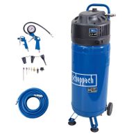 Stehendes Kompressorset mit 50-Liter-Kessel, 10 bar, inkl. Zubehörset und Schlauch für Scheppach HC51V