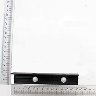 Kunststoffführungen (Satz = 2Stück) von Scheppach. Dargestellt von der Seite mit einem Lineal zur Größenveranschaulichung.