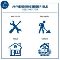 Anwendungsbeispiele für die Akku-Schlagbohrmaschine C-CD45-X: Geeignet für Werkstatt, Baustelle, Haus und Garten. 3in1 Funktion, Drehmoment 45Nm, 19+1 Drehmomentstufen.
