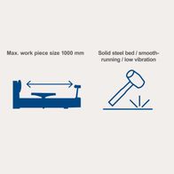 Scheppach DM1100T wood turning lathe. Max. work piece size 1000 mm. Solid steel bed for smooth running and low vibration.