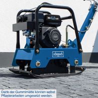 Vibrierende Scheppach-Platte mit 4,8 kW-Antrieb und Gummimatte für selbstständige Pflasterarbeiten